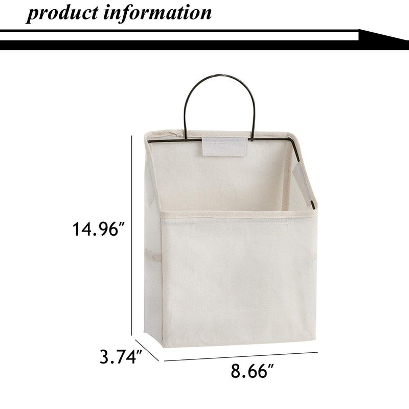 RUIPBOTE Wall-Hanging Storage Bags, Desktop Organizer Basket Cotton Linen Hanging Storage Basket for Kitchen,Bderoom,Living Room (#2 White) - Image 2